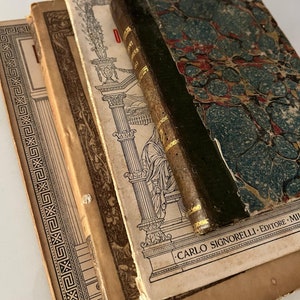 Set of 4 Vintage antique Italian Books dating to the early 1900s and or 1800s