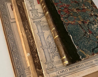 Set mit 4 Vintage antiken italienischen Büchern aus den frühen 1900er und oder 1800er Jahren
