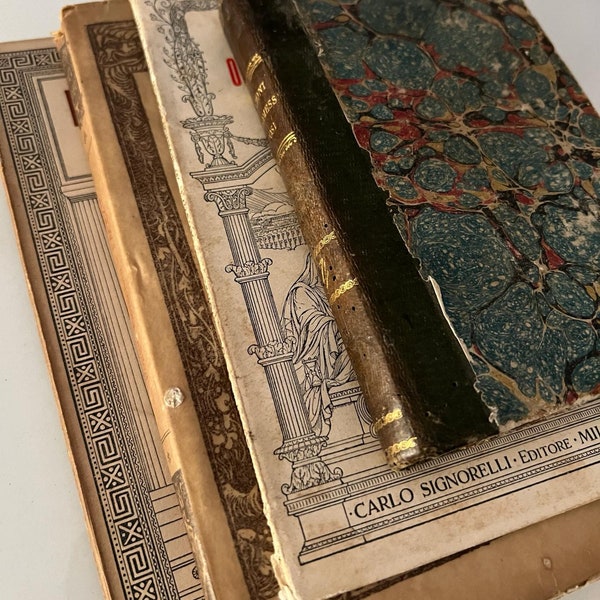 Set of 4 Vintage antique Italian Books dating to the early 1900s and or 1800s