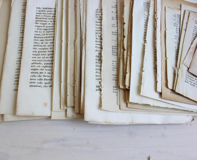 100 pce Super antique book page bundle 1800s image 3