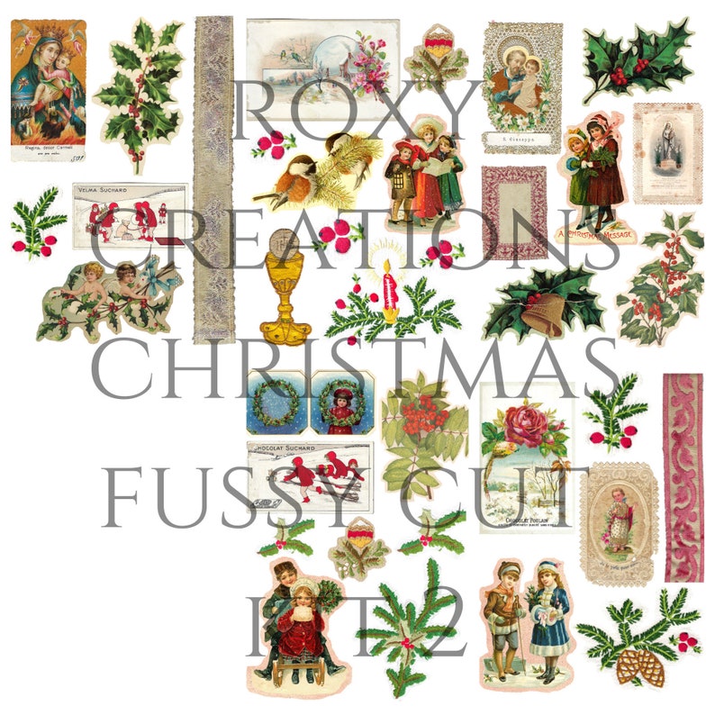 Printable Christmas fussy cut kit 2 image 1