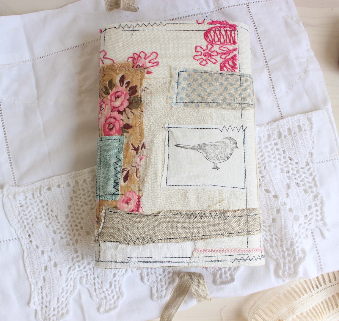 FREE SHIPPING Junk journal fabric collage vintage embroidery Etsy