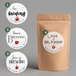 30 autocollants personnalisés pour cadeaux de mariage Étiquette personnaliséeAutocollants ronds L'amour prépare des cadeaux pour le café