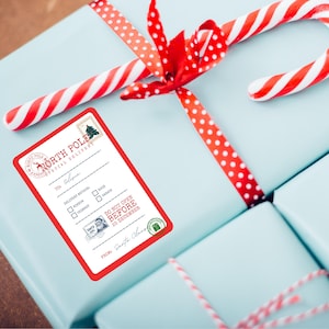 Christmas Santa Gift Tag Stickers for Kids, Custom from Santa Gift Labels, North Pole Mail Delivery, Personalized Christmas Gift Stickers