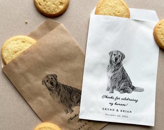 Set of 25 Personalized Funny Pets Wedding Favors Treat Bags Customized Cookie Donut Candy Bar Goody Bag Bridal Shower Party Thank you