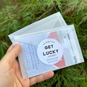 20 sacs de loterie personnalisés pour cadeaux de mariage | à gratter de loterie | Étiquettes personnalisées | Autocollants ronds | Nous espérons que vous aurez de la chance ce soir !