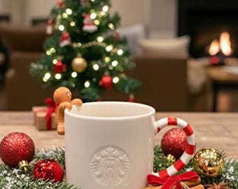 Taza Starbucks® con figura de pan de jengibre - Blanca - 355 ml - 12 oz TAZA BLANCA DE PAN DE JENGIBRE