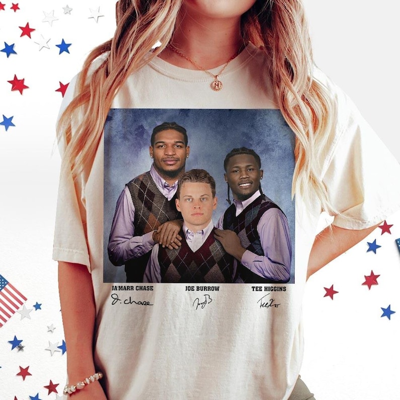 Ja'Marr Chase Joe Burrow Tee Higgins Football Shirt, Cincinnati Step Bros Tee, Funny Football Gift Unisex bild 4