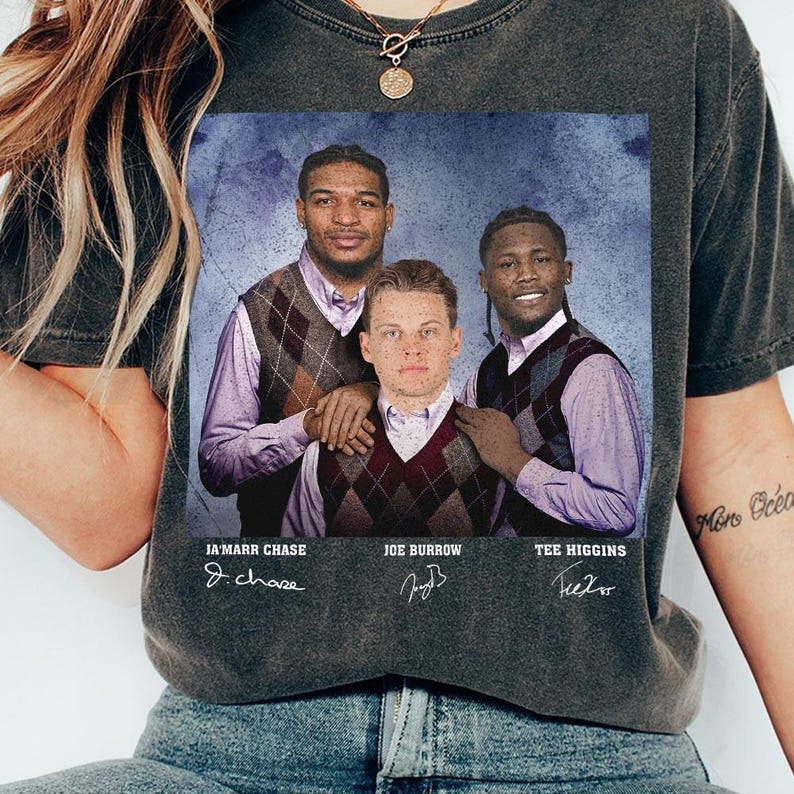 Ja'Marr Chase Joe Burrow Tee Higgins Football Shirt, Cincinnati Step Bros Tee, Funny Football Gift Unisex bild 7