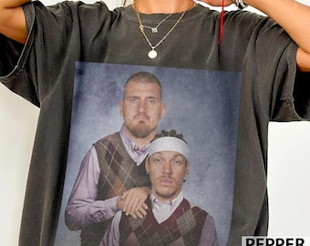 Nikola Jokic Aaron Gordon Basketball Vintage Shirt, Denver Step Bros Tee, Basketball Funny 90s Shirt