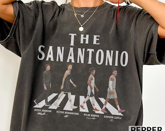 The San Antonio Walking Signatures Comfort Colors Basketball Shirt, Wembanyama Castle Harper Gift For Fan Basketball Unisex