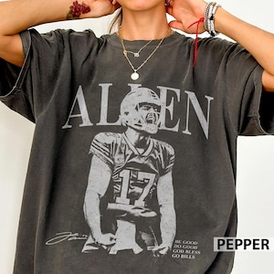Josh Allen Vintage Comfort Color T-shirt, Josh Allen Retro Rap-t-shirt, Matchdagströja, Fotbollströja