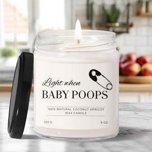 Geurkaars babypoep, grappige nieuwe ouderkaars, kaars kokosnoot abrikozenwas, nieuw babycadeau, kraamcadeau, kaars verwacht moeder