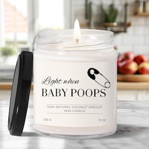 Geurkaars babypoep, grappige nieuwe ouderkaars, kaars kokosnoot abrikozenwas, nieuw babycadeau, kraamcadeau, kaars verwacht moeder
