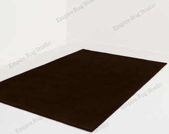 Hand Tufted Wool Chocolate Brown rug – Solid Modern Area Carpet – Minimalist Contemporary Living Room Bedroom Accent Decor Large Area Rug