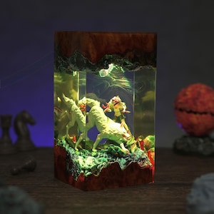 Mononoke Resin Night Light, Princess Mononoke Resin Lamp, Studio Ghibli Resin Decor, Forest Spirit Night Light, Handmade Anime Lamp