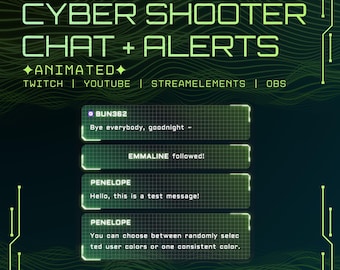 Streamer Chat Widget With Alerts | Twitch Chat Widget Youtube Chat Widget | Animated Cyber Shooter | StreamElements & OBS
