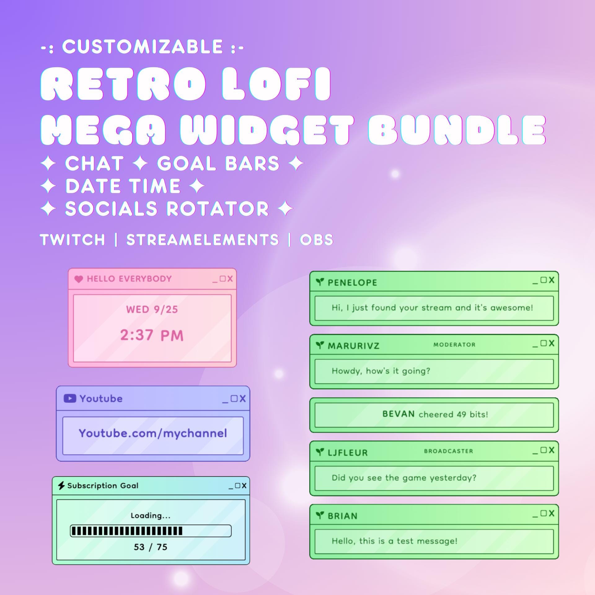 Kawaii Twitch Widget Mega Bundle | Chat With Alerts | Goal Bars ...