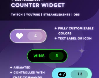 Customizable Counter Widget for StreamElements | Animated Twitch & YouTube Stream Overlay for Goals, Tally, Counters | OBS Compatible