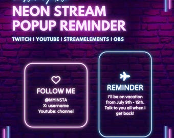 Customizable Reminder Popup Widget for StreamElements | Animated Twitch & YouTube Overlay for Alerts, Promos, Events | OBS Compatible