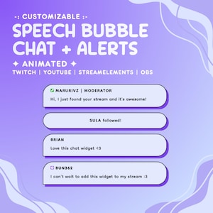 Streamer Chat Widget With Alerts | Twitch Chat Widget Youtube Chat Widget | Animated Speech Bubbles | StreamElements & OBS