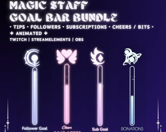 Twitch Goal Bar Widget Bundle | 4 Glowing Progress Bars for Followers, Subs, Tips, Bits | StreamElements Overlay for OBS & Twitch
