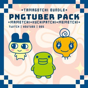 Tamagotchi PNGTuber Bundle, Mametchi Memetchi Kuchipatchi Streamer Asset, OBS Twitch YouTube Vtuber Overlay, Cute Streaming Asset Bundle