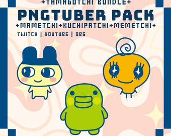 Tamagotchi PNGTuber Bundle, Mametchi Memetchi Kuchipatchi Streamer Asset, OBS Twitch YouTube Vtuber Overlay, Cute Streaming Asset Bundle