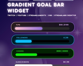 Twitch Torstange StreamElements Youtube Animierte Stream Overlay Fortschrittsbalken für Abonnenten, Tipps, Anhänger, Bits, Mitglieder & Superchats | Obs