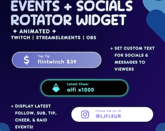 Events Socials Rotator Twitch Widget | Animated Gradient Events Rotator | StreamElements & OBS | Streamer Widget Asset