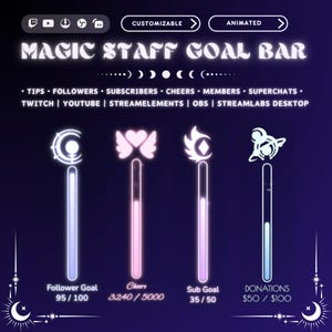 Twitch Goal Bar Widget | Glowing Progress Bar for Followers, Subs, Tips, Bits | StreamElements Overlay for OBS, Twitch, & Youtube