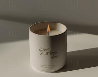 Minimal Candle Jar Mockup PSD | Ceramic Candle Packaging with Editable Logo | Photoshop Smart Object for Branding, Label & Product Design