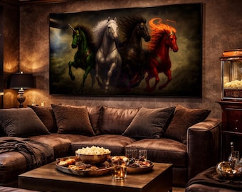 Four Horsemen of the Apocalypse Art Print, Fantasy Horse Wall Decor