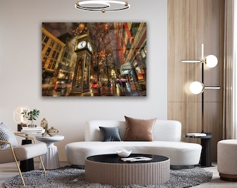 ガスタウンの蒸気時計のガラス製壁掛けアート、バンクーバーのランドマーク