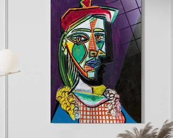 Pablo Picasso Woman With Red Beret Glass Art Print - Etsy