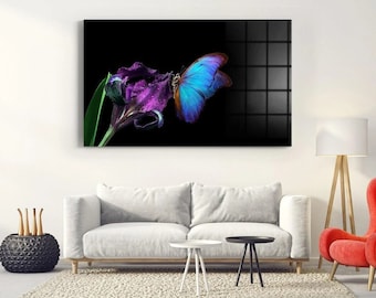 Abstract Butterfly Wall Art,Tempered Glass Wall Art, Glass Printing,Home Wall Decoration,Living Room Wall Decor, Office Wall Decor, Wall Art