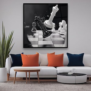 Chess Wall Decor,Modern Artwork, Trend Wall Art,Battle of Kings,Chess Glass Art,Battle of Chess Kings,Gift Glass Wall Art, Personalized Gift