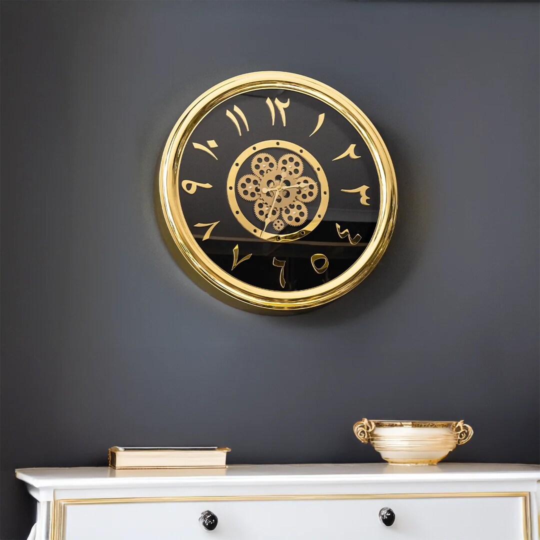 Mechanical Gear Wall Clock: Large Metal Frame, Silent Home Decor - Etsy