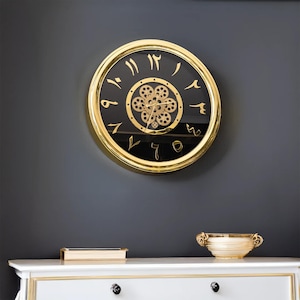 Arabic Numeral Clock,Mechanical Design Silent Metal Wall Clock,Metal Gear Clock,Home,Decor,Unique Large Wall Clock,Gear Clock,Father&#39;s Day