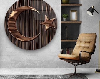 Turkish Flag Glass Wall Art: Modern Home Decor