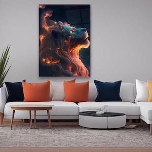Tempered Lion WallArt, Animal Glass Wall Art Modern,Wild Animal Tempered Glass,Wild Lion Glass Decor,Lion PhotoPrint,Wall Decor,Lion WallArt