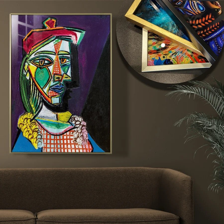 Pablo Picasso Woman With Red Beret Glass Art Print - Etsy