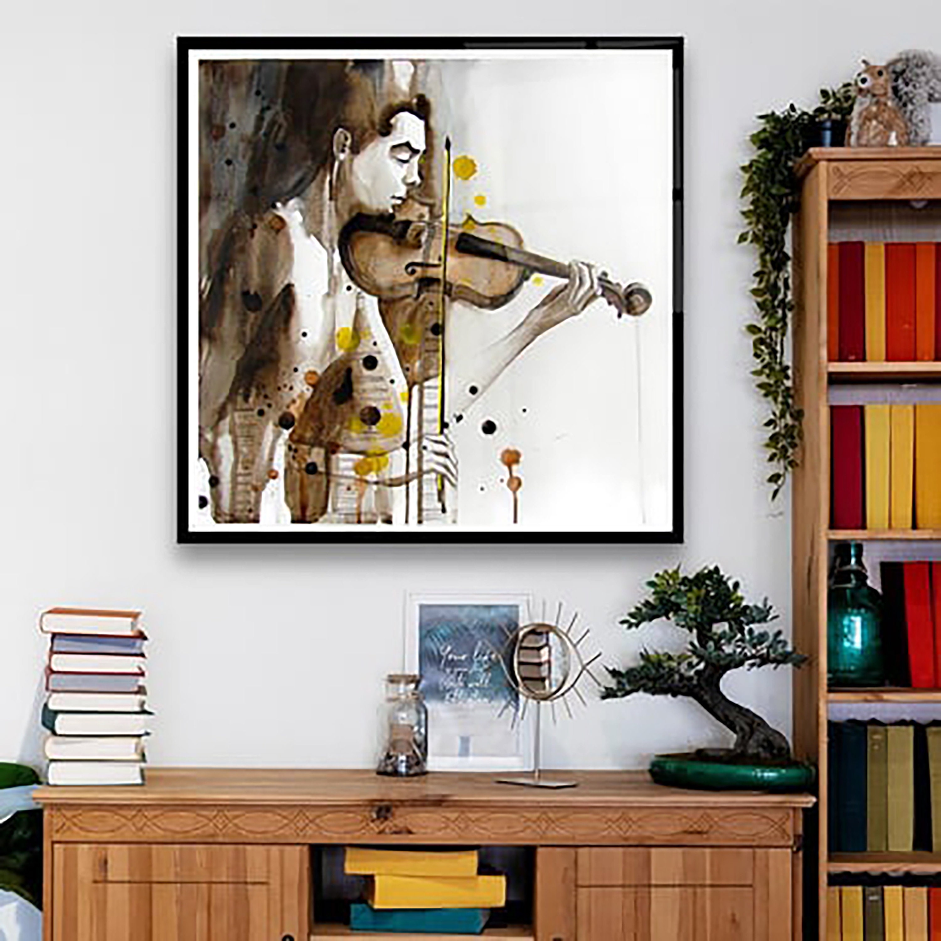 Violin Player Glass Wall Art Print, Home Music Decor - Etsy