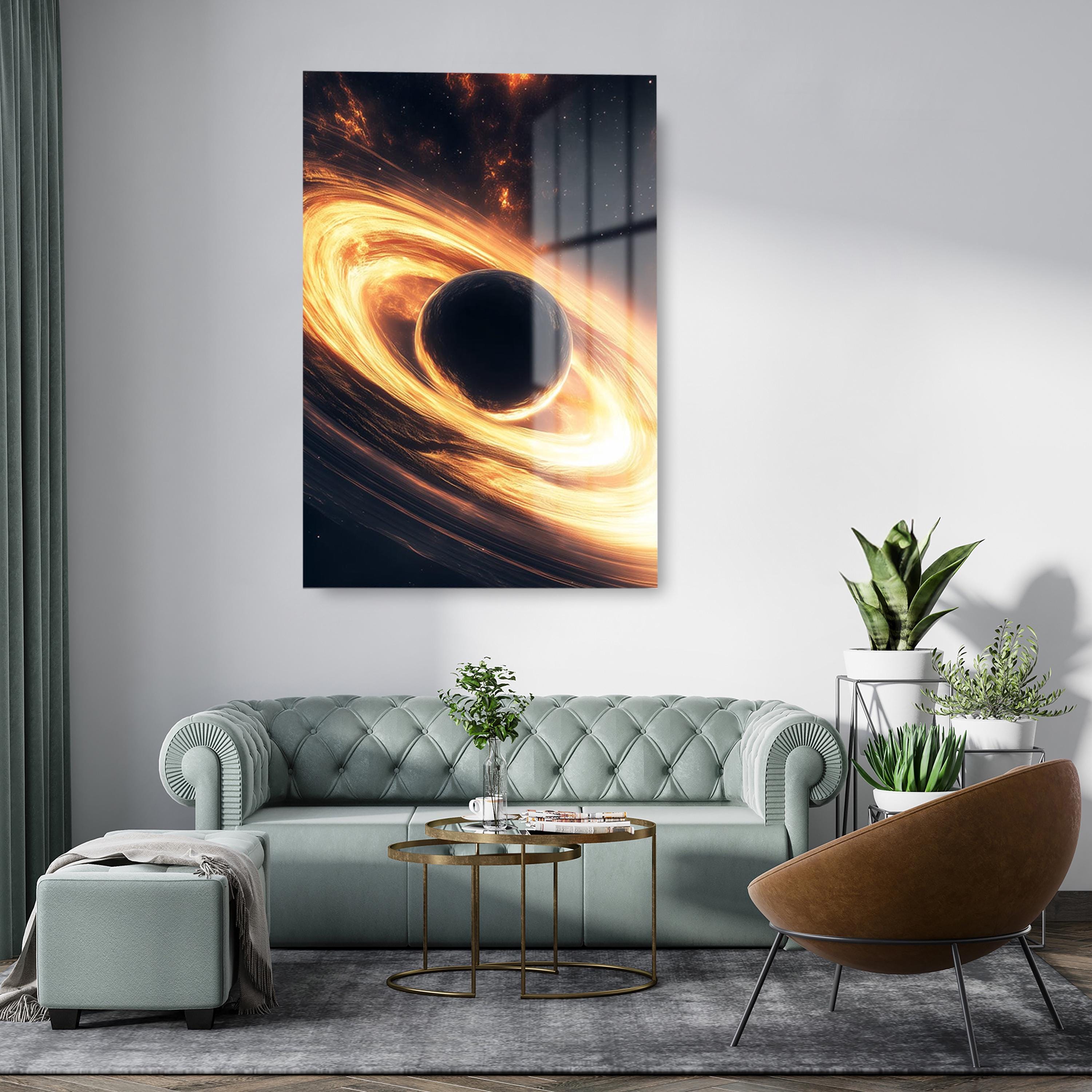 ノグチミエコ　ガラスアート　black　hole　フラスコ Black Hole Planet Tempered Glass Wall Art, Sci-fi Decor - Etsy Israel