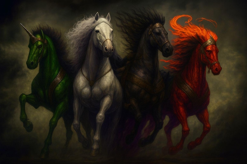 Four Horsemen of the Apocalypse Art Print, Fantasy Horse Wall Decor - Etsy