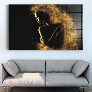 Home Glass Wall Art,Attractive Naked Woman Silhouette, Soft Glass Wall Art,Massage Room Wall Painting,Woman Silhouette,Mother&#39;s Day Gift Art