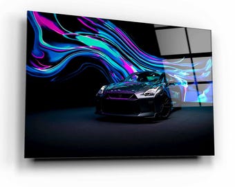 Luxury Sports Car Glass Wall Art, Tempered Glass Wall Art, Vivid Super Car Print, Modern Car Glass Wall Decor, Stylish Glass Print,Home Gift