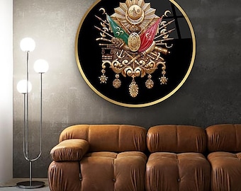 Ottoman Tughra Tempered Glass Wall Art, Historical Decor