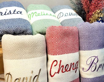 Personalized Light Weight Beach Towel: Turkish Organic Cotton With Monogram