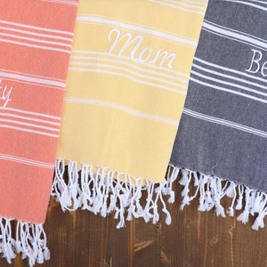 Personalized Bridesmaid Turkish Towel: Beach Size Custom Party Favor